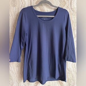 J. JILL womens M Luxe Supima a-line tunic Top SHIRT JERSEY KNIT elbow Sleeve